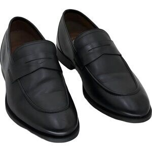 Thomas Vine Bishop Penny Loafers Black Leather Apron Toe Dress Shoes 10.5M